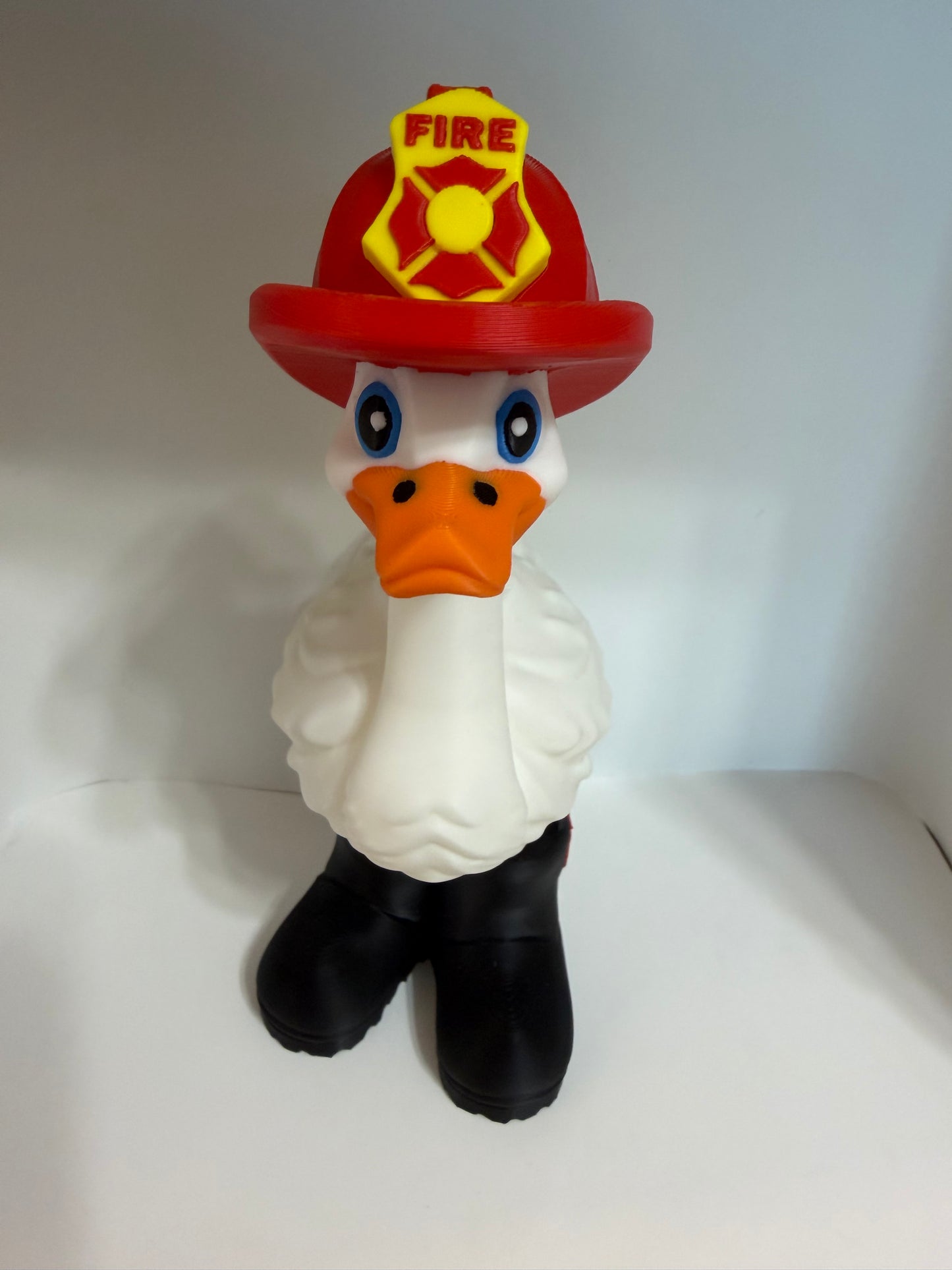 Firefighter Goose - 9 Inches tall 3D Printed Decor – Handmade Fire Rescue Goose Statue
