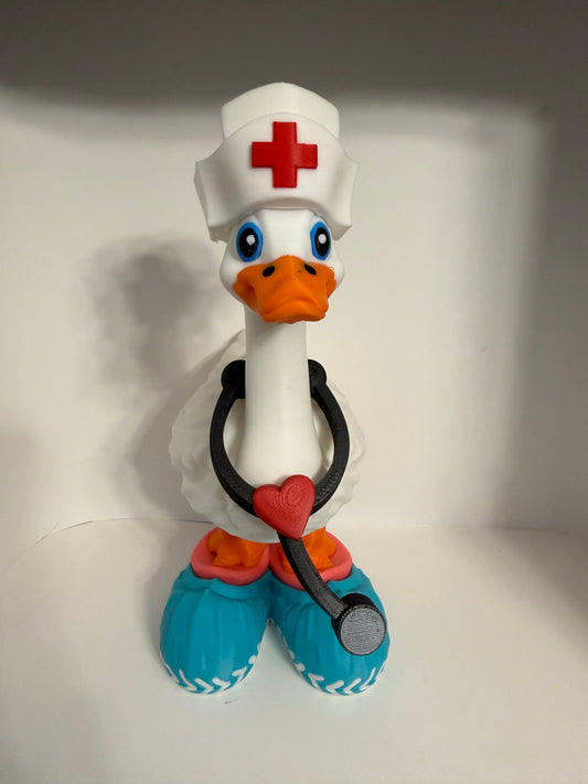 Nurse Goose - 9 Inches tall  3D Printed Desk Buddy – Handmade Medical Goose Decor