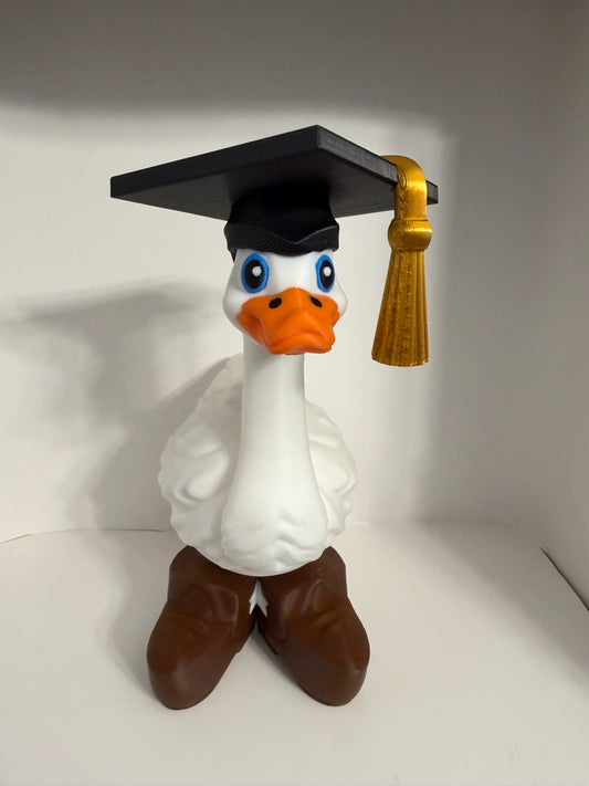 Graduation Goose – 9 Inches tall 3D Printed Goose with Interchangeable Shoes & hat