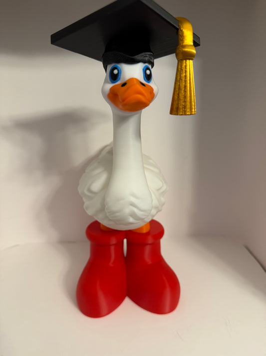 Graduation Goose – 9 Inches tall 3D Printed Goose with Interchangeable Shoes & hat
