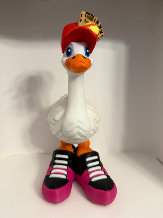Softball Goose – 9 Inches tall 3D Printed Softball Player Goose with Pink Cleats